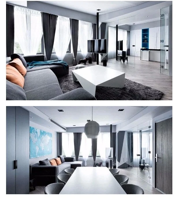 HOME DESIGNATOR奇拓超線報導：窗邊沙發與開放餐廚，以及餐桌望向客廳