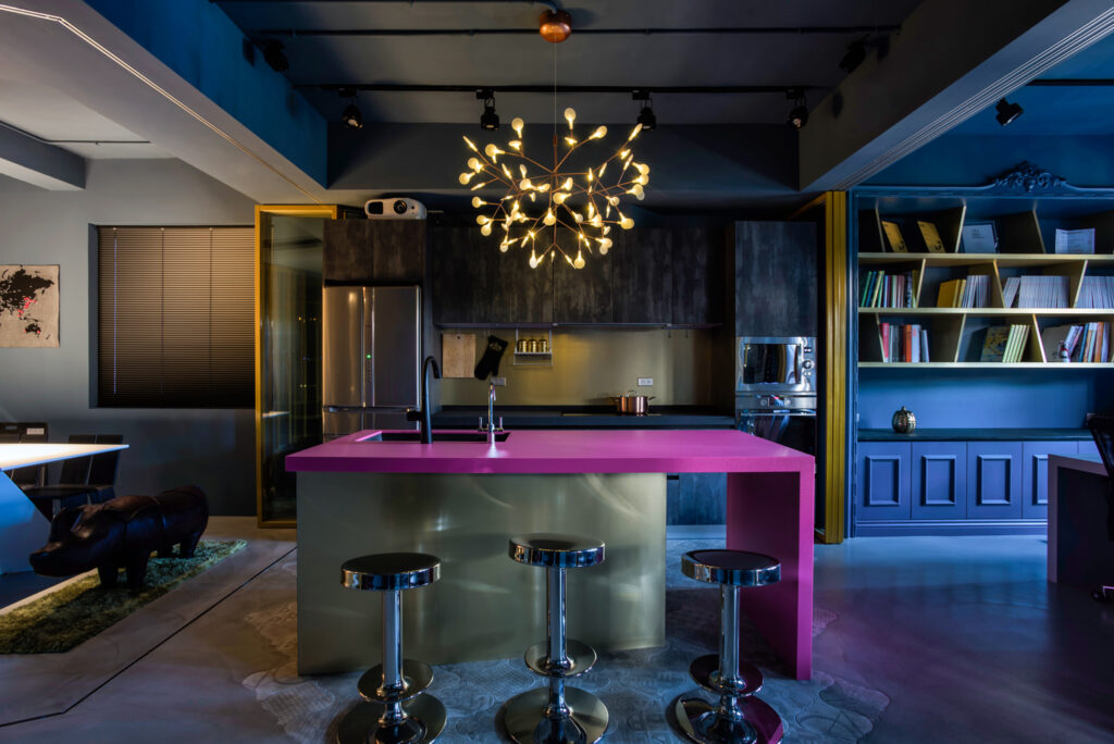 high contrast dual color temperature low key interior photography